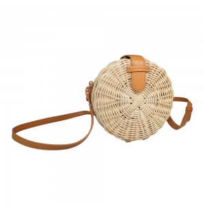 Omuz sapanlar olan kadınlar Yuvarlak Straw Çanta Plaj hasır çanta Handwoven Rattan Çanta