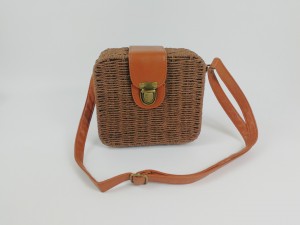 Dames Pragtige Candy Kleur Square Rattan Sak Vroue klink Weave strooi sakke Skouer & Crossbody Sakke