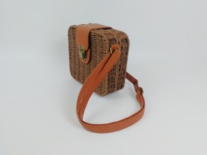 Dames Pragtige Candy Kleur Square Rattan Sak Vroue klink Weave strooi sakke Skouer & Crossbody Sakke