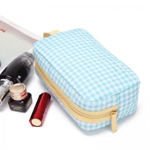 Groothandel Klein Grid kosmetiese sak Airline Gift Pouch vir make-up OEM fabriek