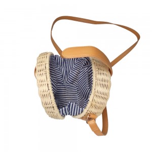 Omuz sapanlar olan kadınlar Yuvarlak Straw Çanta Plaj hasır çanta Handwoven Rattan Çanta