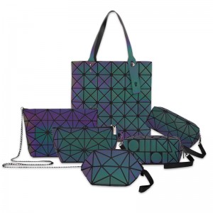 Geometric Luminous Babae Handbag Holographic Reflective cosmetic bag