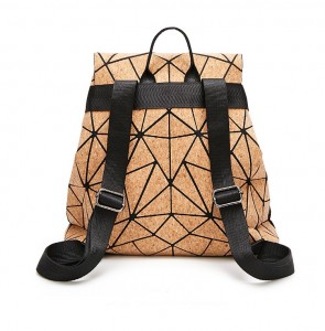 Isikhwama se-geometric semvelo I-Vintage Backpack portuguese Fashion Women Stylish Wood Bag