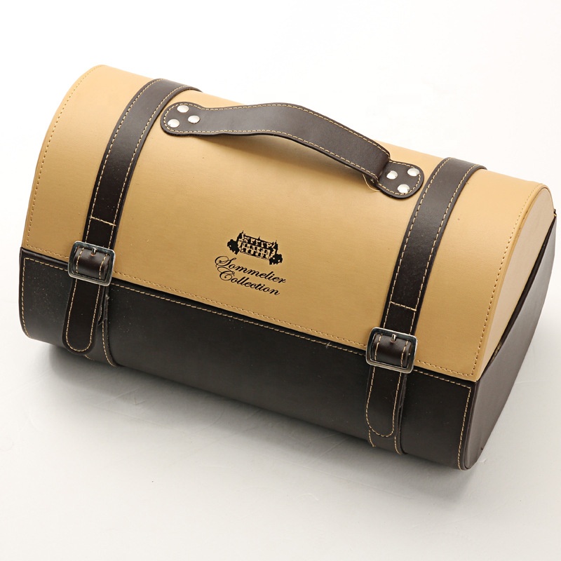 China OEM Diaper Backpack -
Wholesale Portable Packaging Gift Box Wine Holder Box Double Bottle Pu Leather Tote Wine Carrier Bag – V-FOX detail pictures