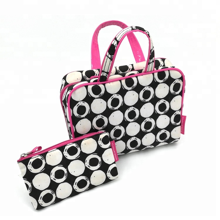 Waterproof Elemento personalizado Cosmetic Toiletry Bag Shoulder Bag Mulleres alza superior Totes bolsas Bolsa Set 2em1