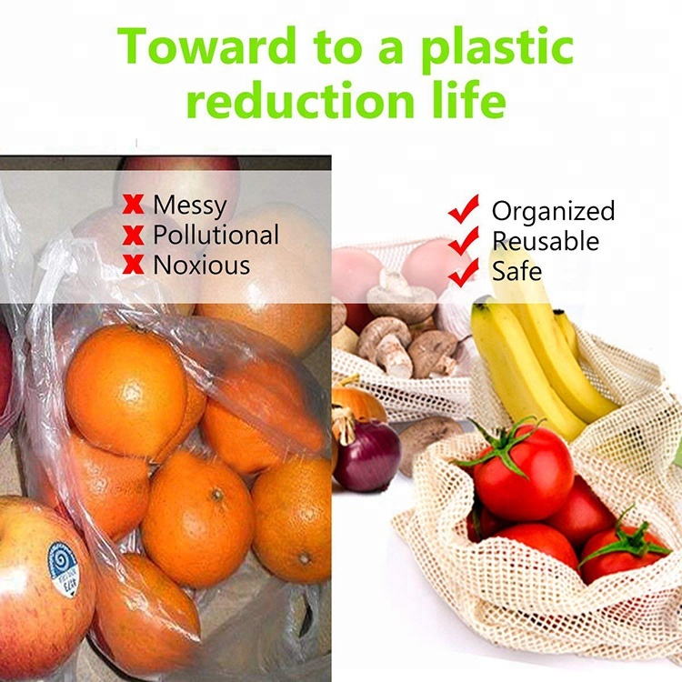 Factory making Plush Elephant -
Multi-function eco-friendly vegetable fruit mesh net bag with double-stitched seamsfor grocery shopping – V-FOX detail pictures