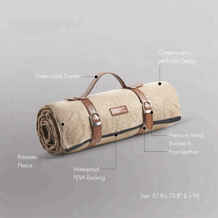 OEM/ODM Factory Personalized Teddy Bears -
Large Outdoor Picnics Beach Camping Picnic Blanket Mat Soft Fleece Blanket with Faux Leather Carrier Handle and Waterproof Linin – V-FOX detail pictures