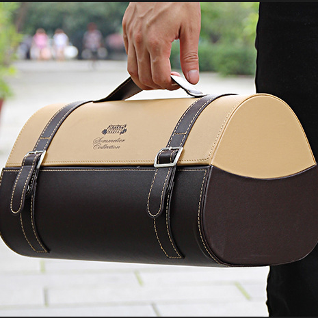 China OEM Diaper Backpack -
Wholesale Portable Packaging Gift Box Wine Holder Box Double Bottle Pu Leather Tote Wine Carrier Bag – V-FOX detail pictures