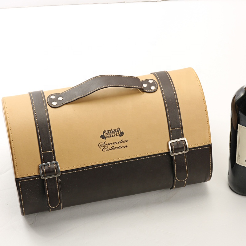 China OEM Diaper Backpack -
Wholesale Portable Packaging Gift Box Wine Holder Box Double Bottle Pu Leather Tote Wine Carrier Bag – V-FOX detail pictures