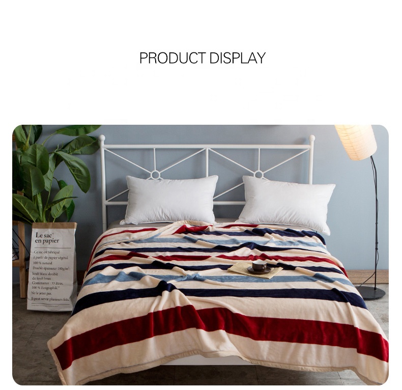 China Manufacturer for Travel Bag -
Modern Minimalist Striped Thick Double Layer Children’S Blanket Reversible Microfiber Solid Bed Linings Blanket – V-FOX detail pictures