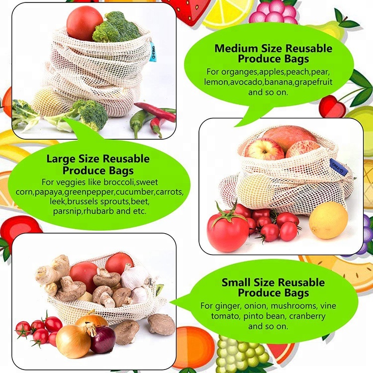 Factory making Plush Elephant -
Multi-function eco-friendly vegetable fruit mesh net bag with double-stitched seamsfor grocery shopping – V-FOX detail pictures