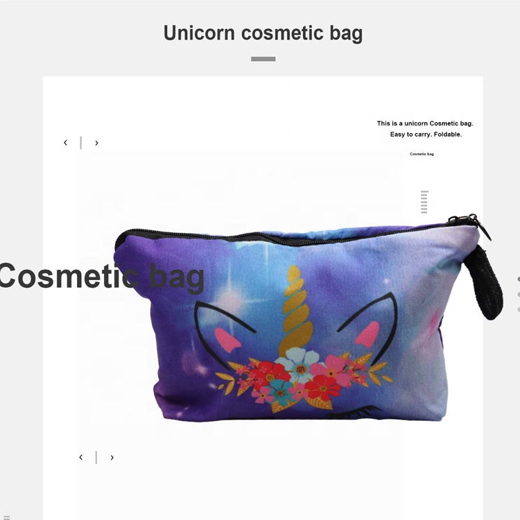 PriceList for Elf Plush Toy -
Heat Transfer Printing Girl Cosmetic bag Travelling Case Multifuncition Water Resistant Unicorn Makeup Bag From Shenzhen – V-FOX detail pictures