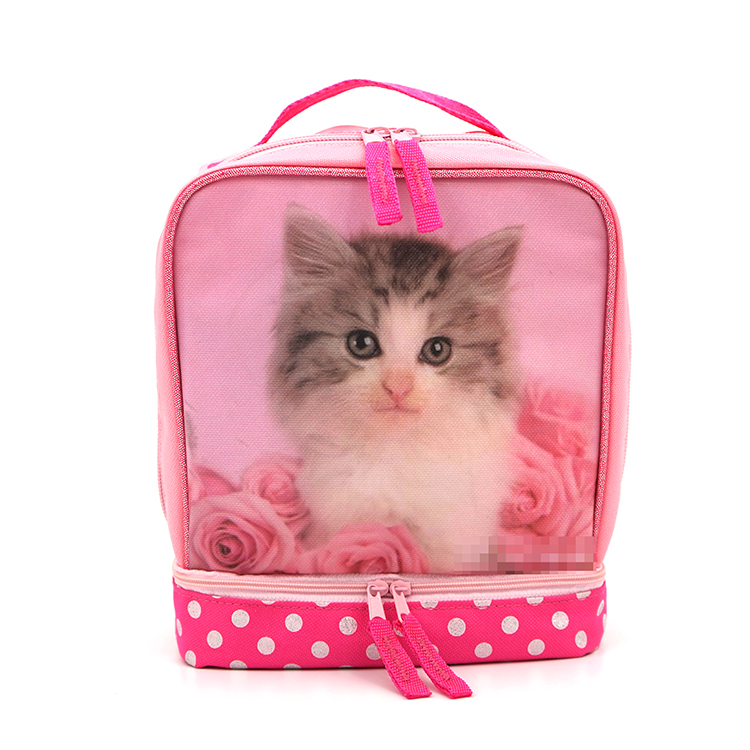 Stilvolle Kinder Lunchpaket mit zwei Fächern Drop-Bottom-Lunchbox-Tasche