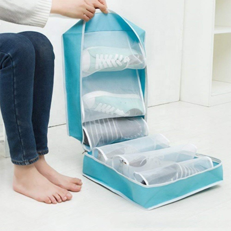 Professional Design Shopping Bag -
Free Sample Custom Polyester Waterproof Shoe Storage Organizer Travel Shoe Bags Hold 3 pairs of Shoes – V-FOX detail pictures
