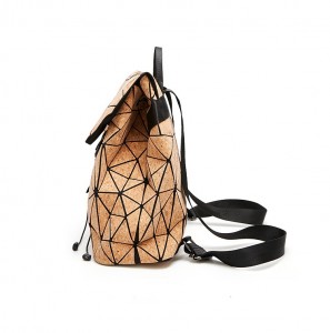 Isikhwama se-geometric semvelo I-Vintage Backpack portuguese Fashion Women Stylish Wood Bag